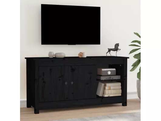 Kauf Unique TV-Schrank,TV-Möbel Schwarz 103x36,5x52 cm Massivholz Kiefer -gkd293990