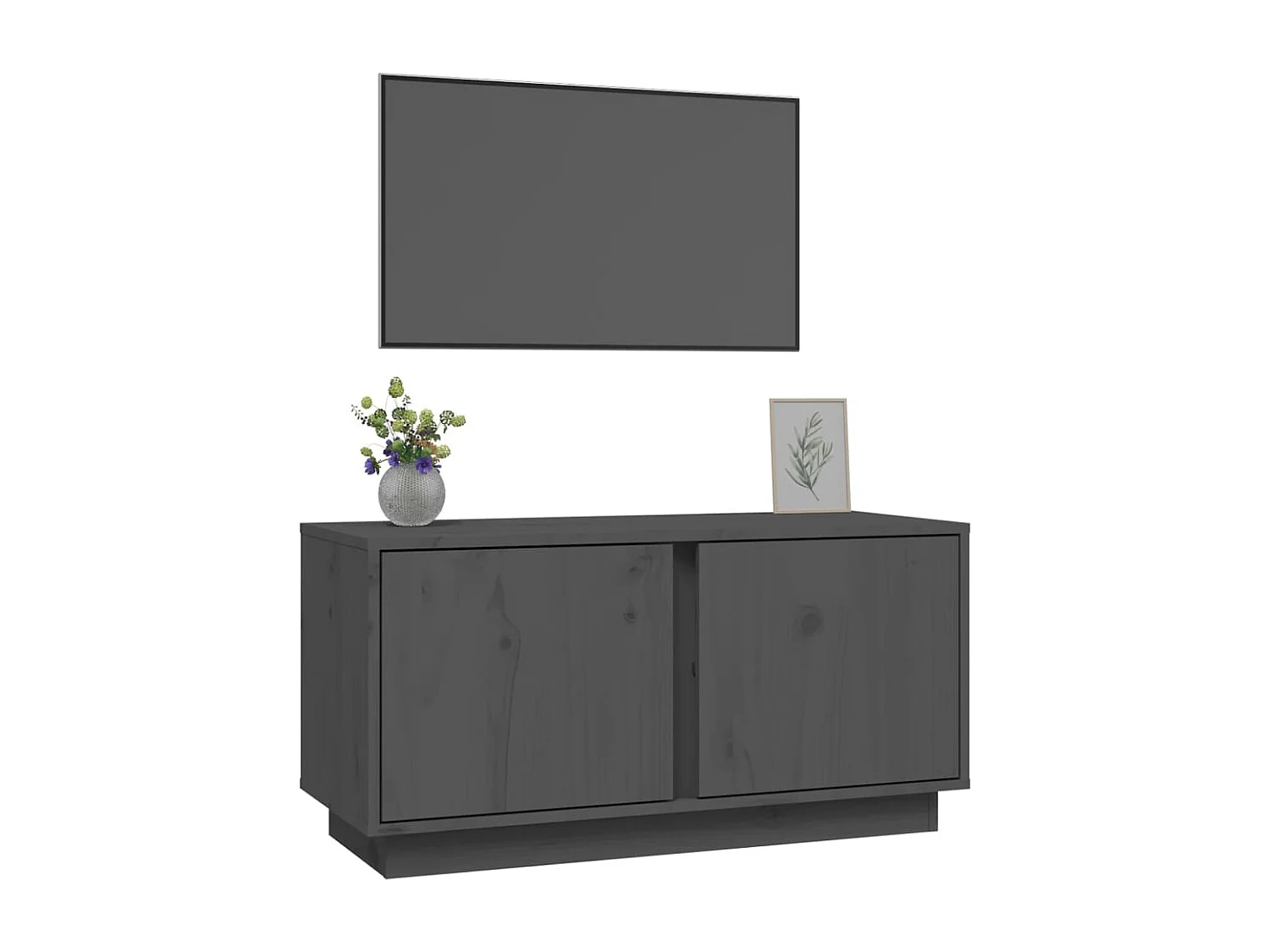 Meuble TV Gris 80x35x40,5 cm Bois de pin massif BE40387