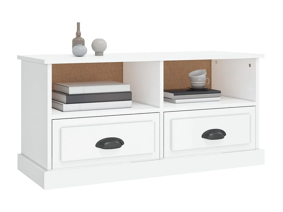 Meuble TV Blanc brillant 93x35,5x45 cm bois d'ingénierie BE10267