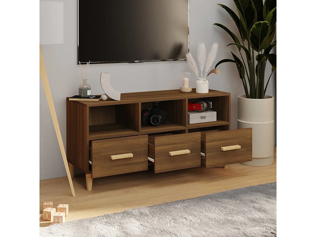 Meuble TV Chêne marron 102x36x50 cm Bois d'ingénierie BE31923