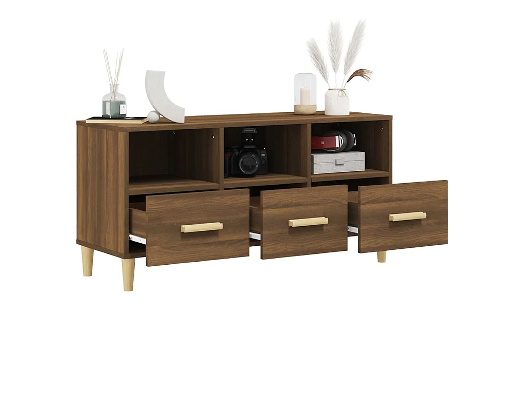 Meuble TV Chêne marron 102x36x50 cm Bois d'ingénierie BE31923