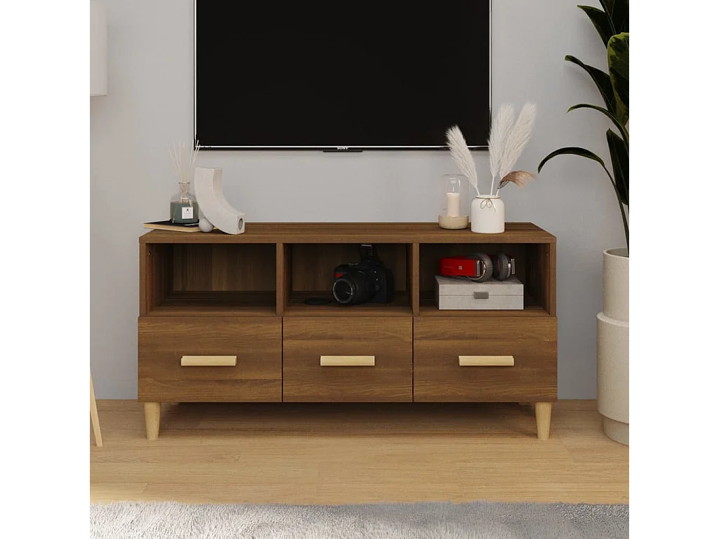 Meuble TV Chêne marron 102x36x50 cm Bois d'ingénierie BE31923
