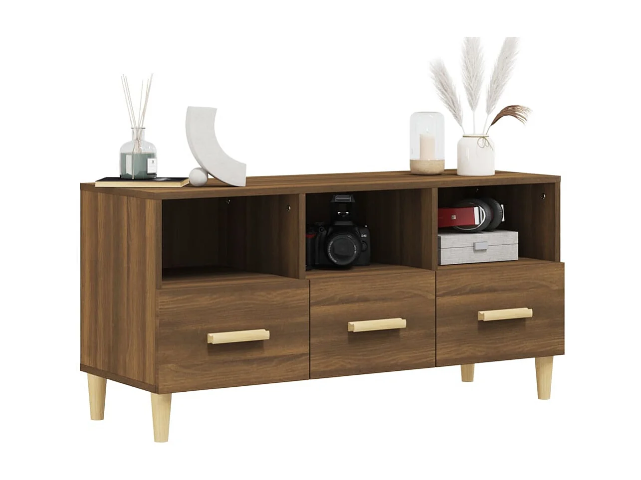 Meuble TV Chêne marron 102x36x50 cm Bois d'ingénierie BE31923