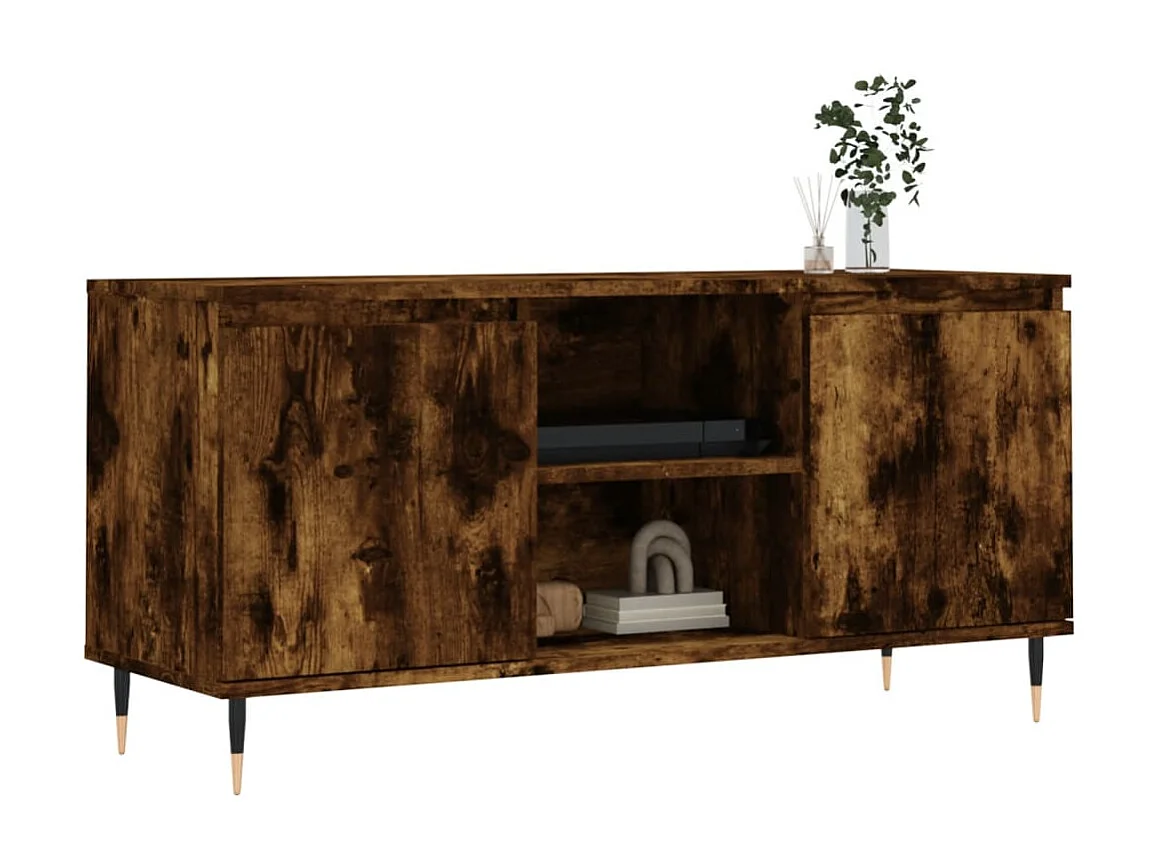 Meuble TV chêne fumé 104x35x50 cm bois d'ingénierie BE84585