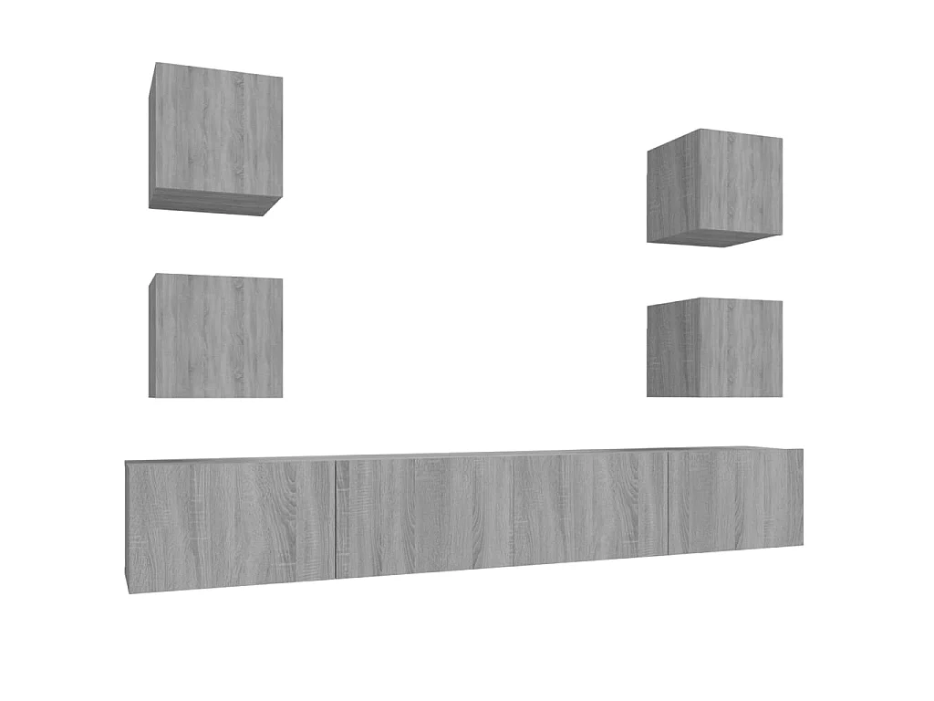 6-tlg. TV-Schrank-Set,TV-Möbel Grau Sonoma Holzwerkstoff -gkd19721