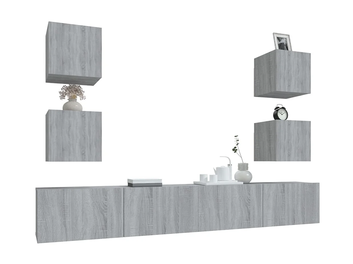 6-tlg. TV-Schrank-Set,TV-Möbel Grau Sonoma Holzwerkstoff -gkd19721