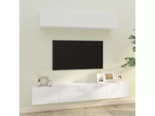 Kauf Unique 4-tlg. TV-Schrank-Set,TV-Möbel Hochglanz-Weiß Holzwerkstoff -gkd446717