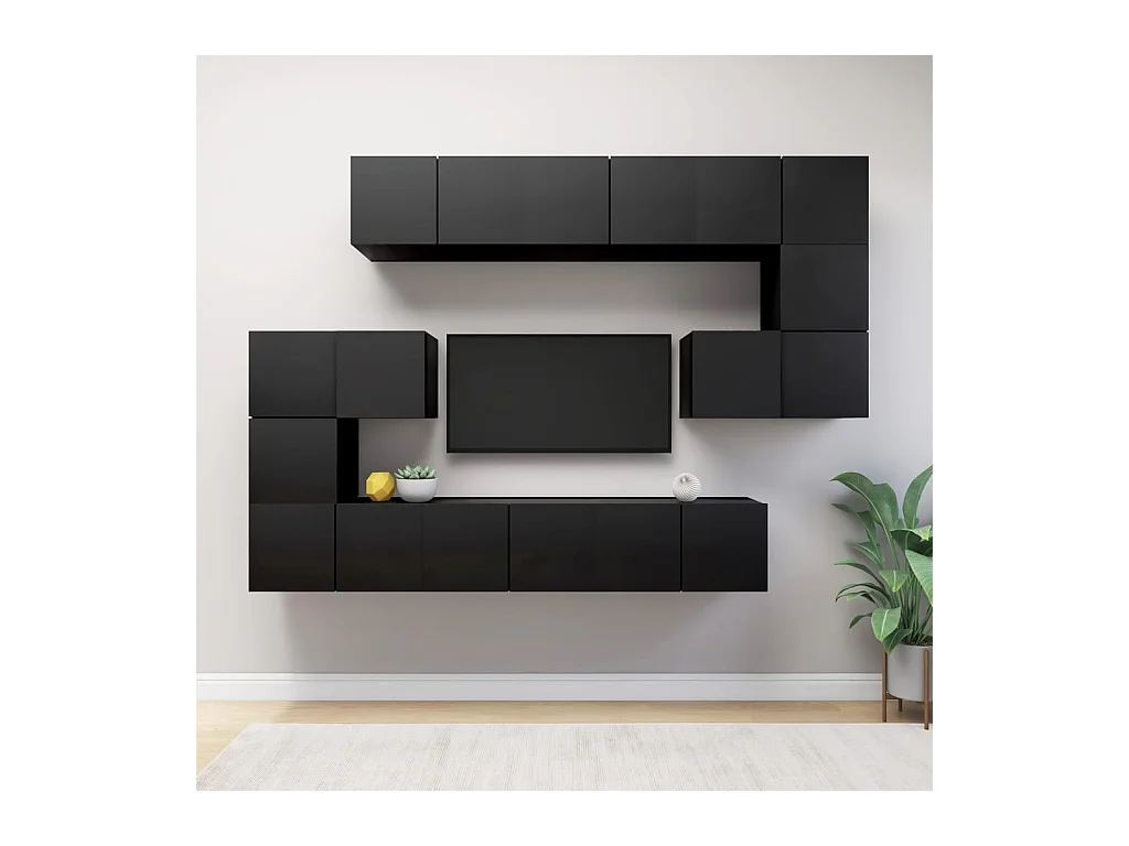 10-tlg. TV-Schrank-Set,TV-Möbel Schwarz Holzwerkstoff -gkd132223