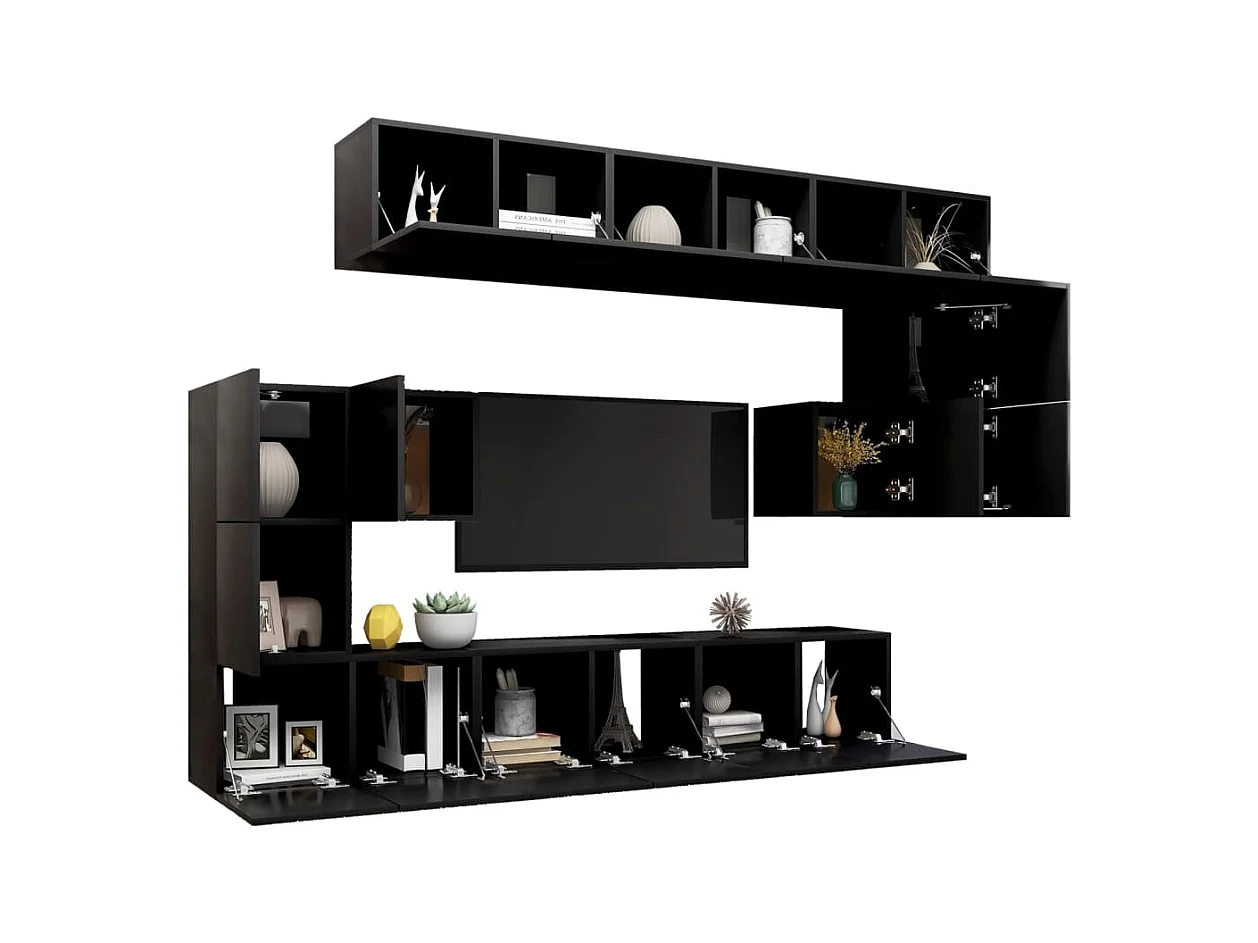 10-tlg. TV-Schrank-Set,TV-Möbel Schwarz Holzwerkstoff -gkd132223