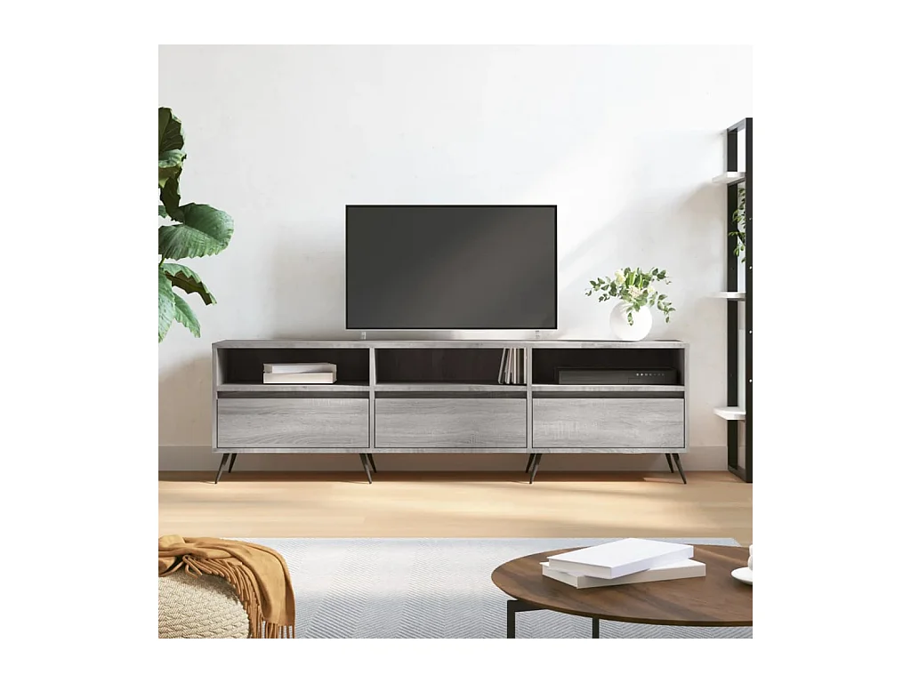 Tv-meubel | Tv-Bank | TV-kast150x30x44,5 cm bewerkt hout grijs sonoma eikenkleurig