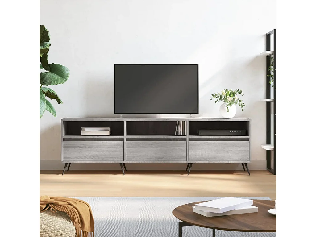 Meuble TV sonoma gris 150x30x44,5 cm bois d'ingénierie BE11864