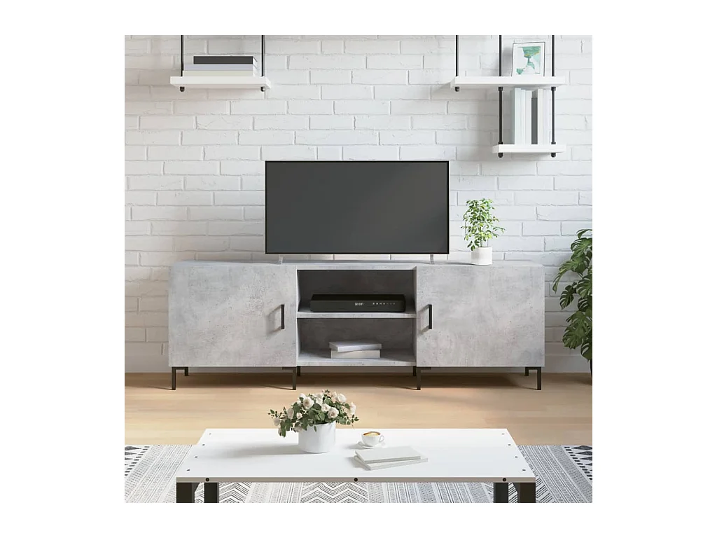 Tv-meubel 150x30x50 cm bewerkt hout betongrijs NL598859