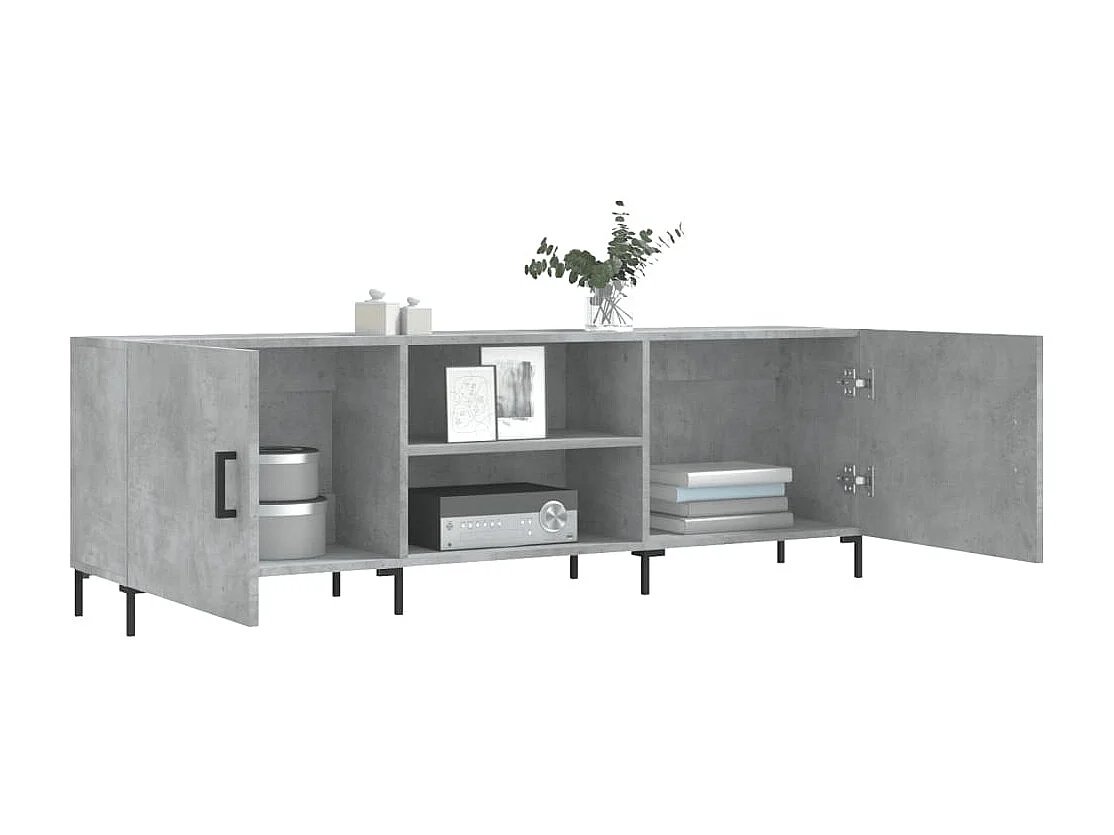 Meuble TV BEis béton 150x30x50 cm bois d'ingénierie BE38185