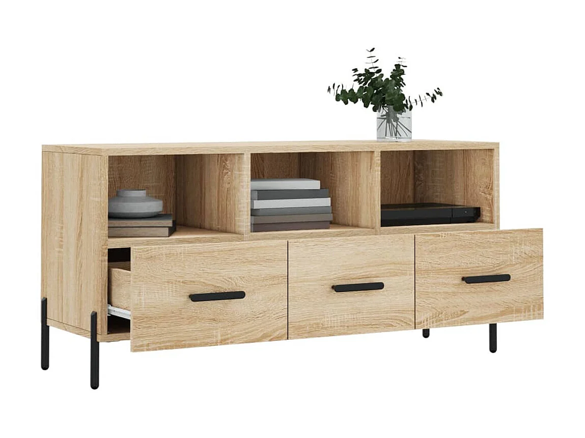 Tv-meubel 102x36x50 cm bewerkt hout sonoma eikenkleurig NL68027