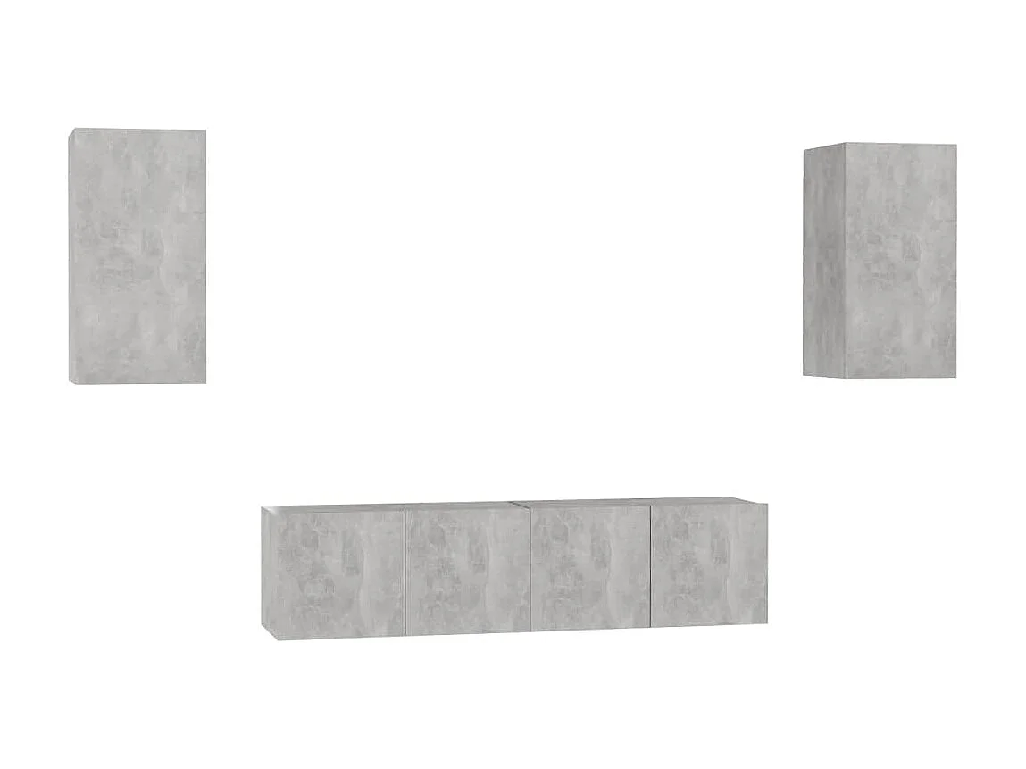 Meubles TV 4 pcs gris béton Aggloméré BE81783
