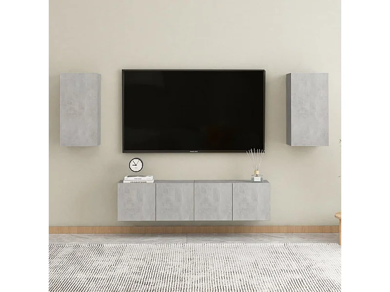 Set di Mobili Porta TV | Armadietti TV 4 pz Grigio Cemento in Legno Multistrato