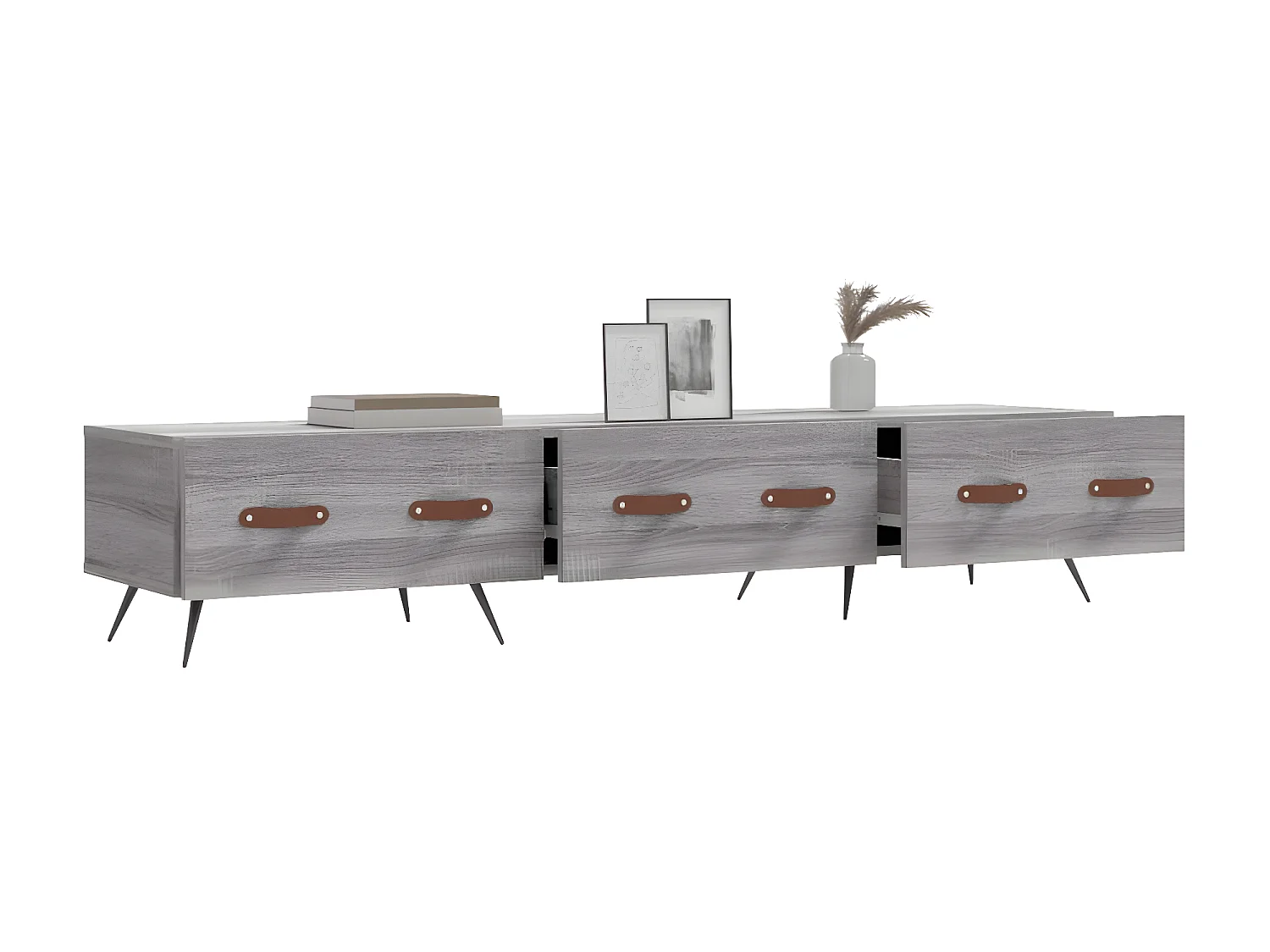 Tv-meubel 150x36x30 cm bewerkt hout grijs sonoma eikenkleurig NL592456