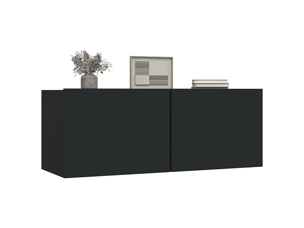 2 pcs Meubles TV Noir 80x30x30 cm Bois d'ingénierie BE38800