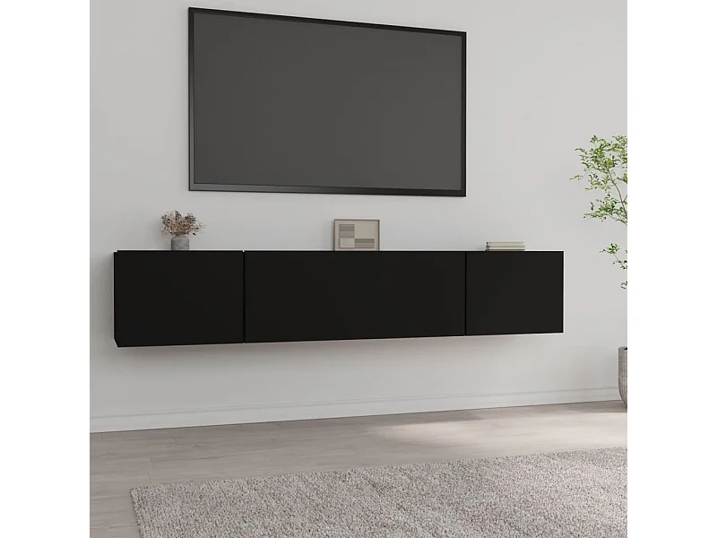 Tv-meubelen 2 st 80x30x30 cm bewerkt hout zwart NL833089