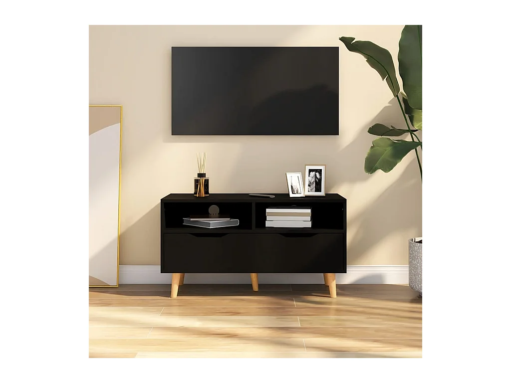 Tv-meubel 90x40x48,5 cm bewerkt hout zwart NL826011