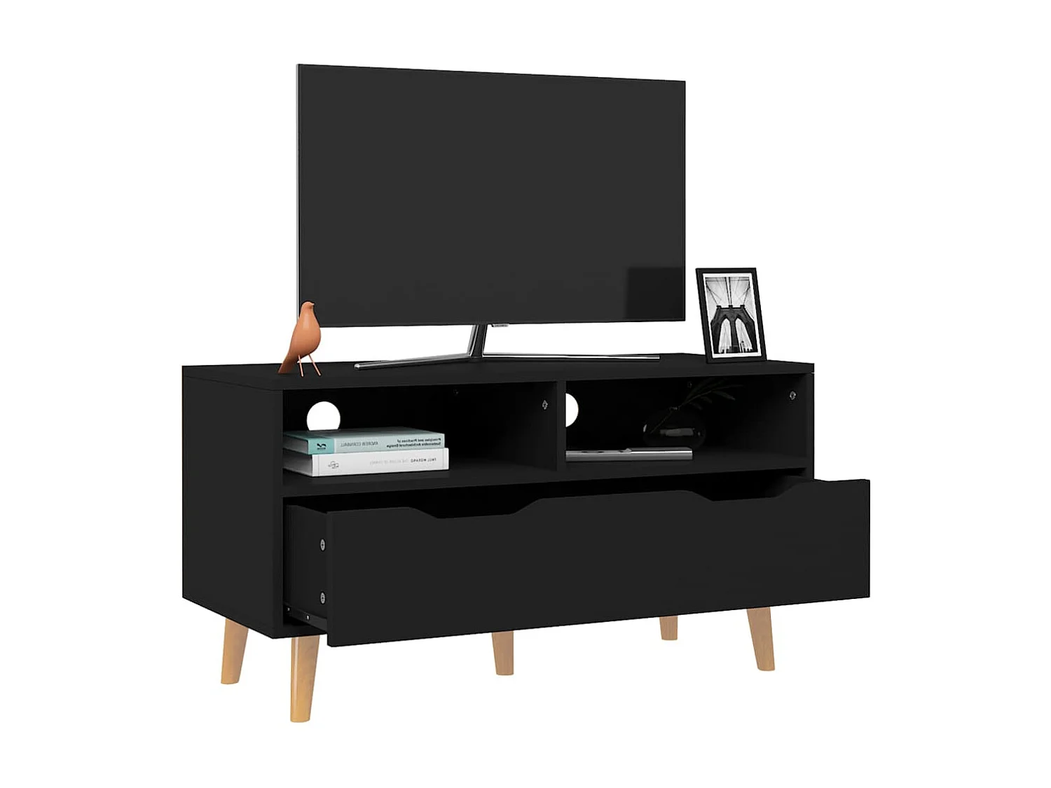 Tv-meubel 90x40x48,5 cm bewerkt hout zwart NL826011