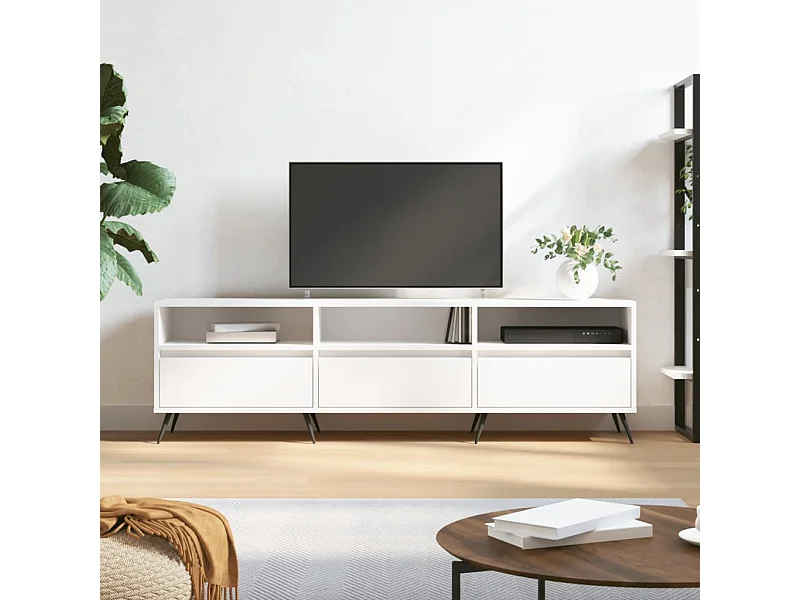 Meuble TV blanc 150x30x44,5 cm bois d'ingénierie BE68928