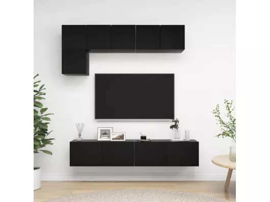 Kauf Unique 5-tlg. TV-Schrank-Set,TV-Möbel Schwarz Holzwerkstoff -gkd937739