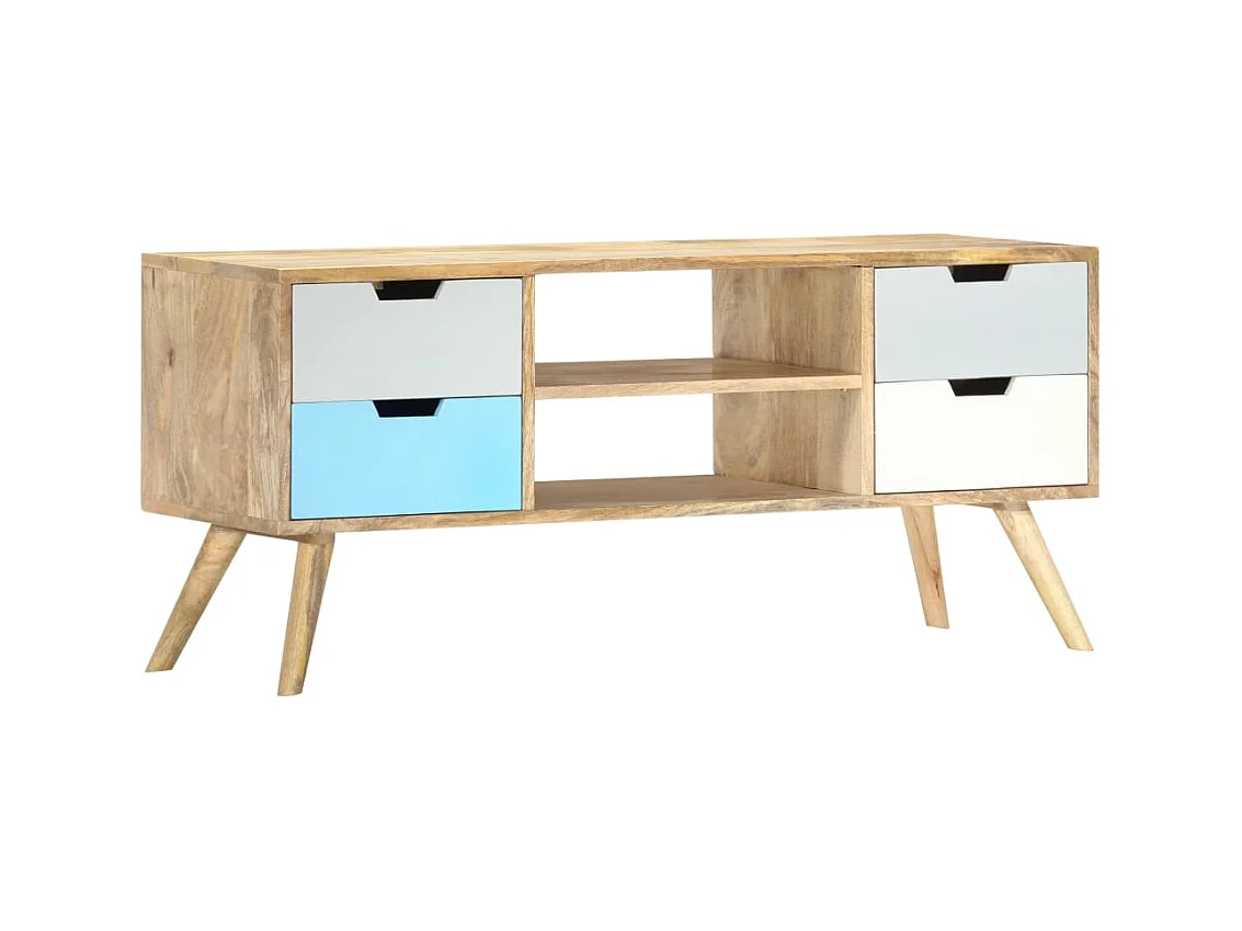 Meuble TV 110x35x48 cm Bois de manguier massif BE52000