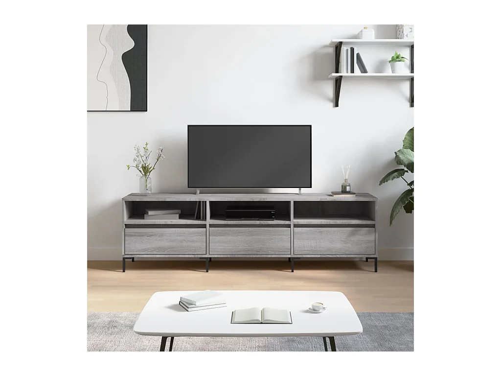 Meuble TV sonoma gris 150x30x44,5 cm bois d'ingénierie GR69829