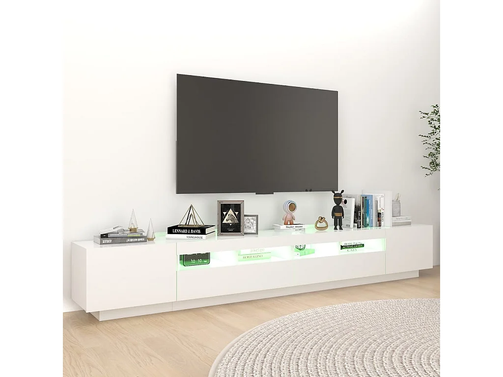 Meuble TV avec lumières LED Blanc 260x35x40 cm BE55089