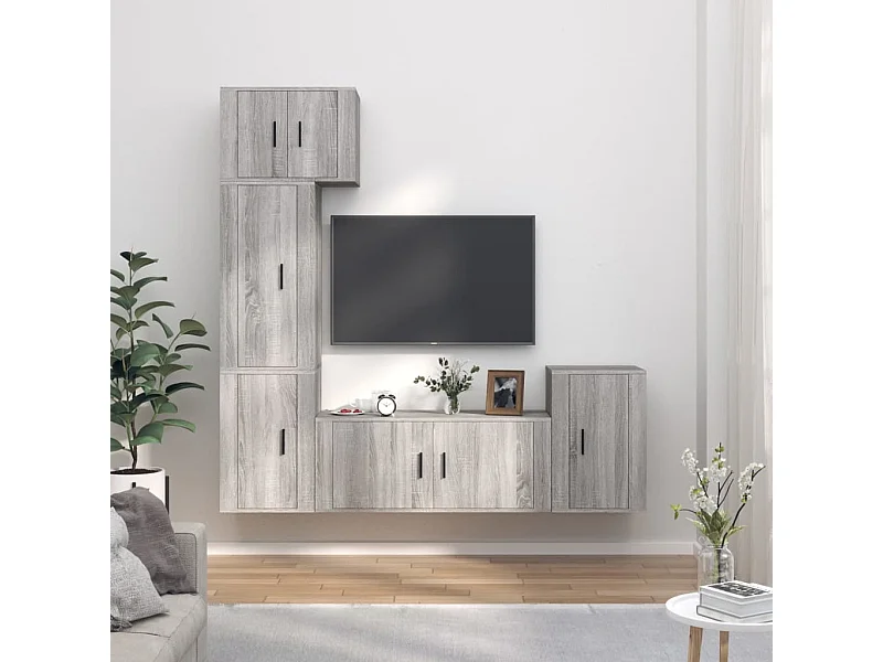 5-tlg. TV-Schrank-Set,TV-Möbel Grau Sonoma Holzwerkstoff -gkd376772