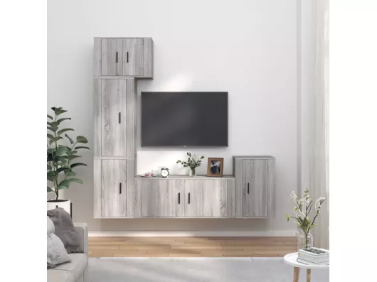 Kauf Unique 5-tlg. TV-Schrank-Set,TV-Möbel Grau Sonoma Holzwerkstoff -gkd376772