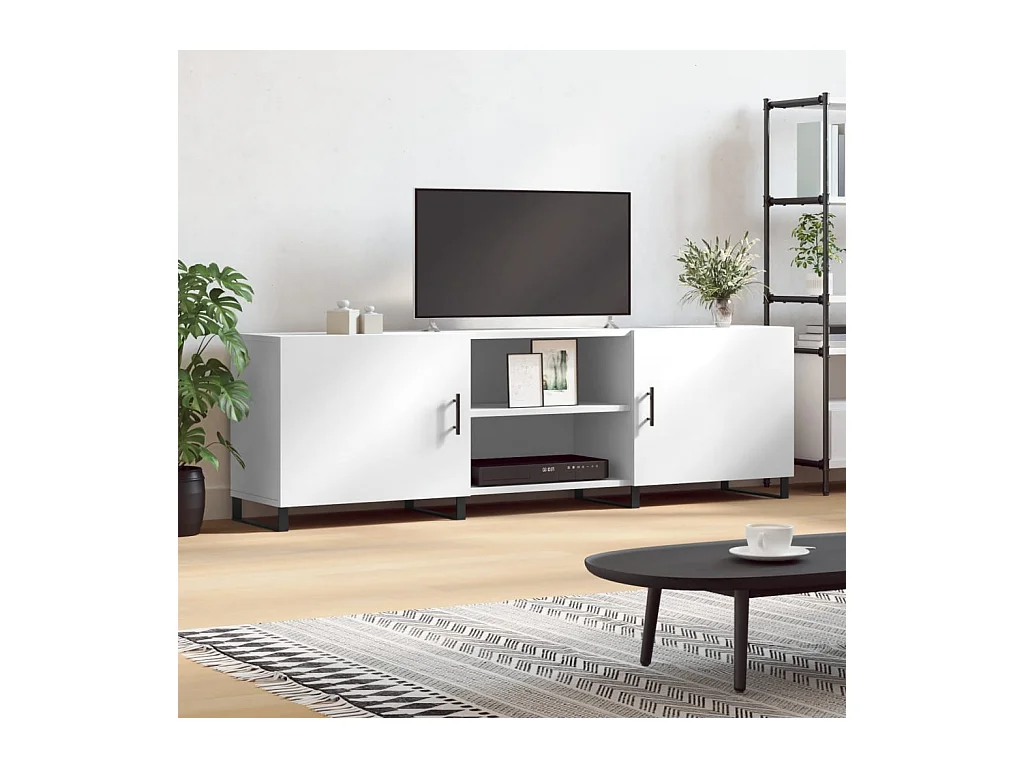 Meuble TV blanc 150x30x50 cm bois d'ingénierie BE66401