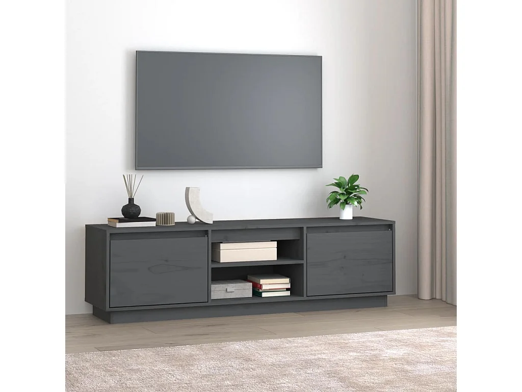 TV-Schrank,TV-Möbel Grau 140x35x40 cm Massivholz Kiefer -gkd745153