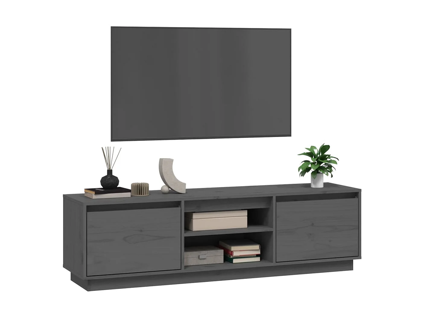 TV-Schrank,TV-Möbel Grau 140x35x40 cm Massivholz Kiefer -gkd745153