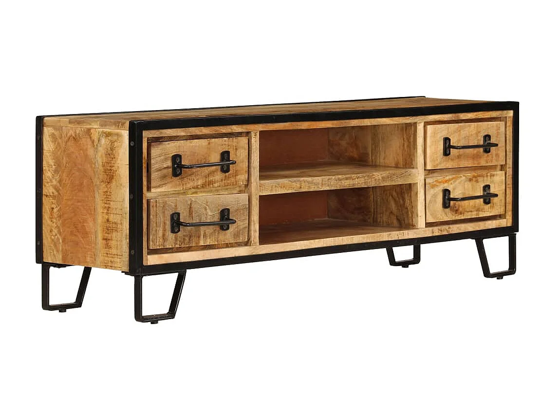 Mobile Porta TV | Armadietto TV con Cassetti 120x30x40 cm Legno Massello Mango