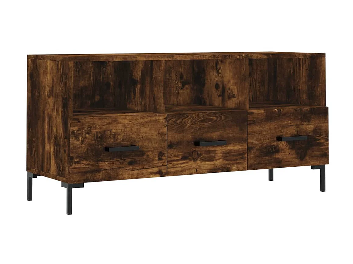 Meuble TV chêne fumé 102x36x50 cm bois d'ingénierie BE34264