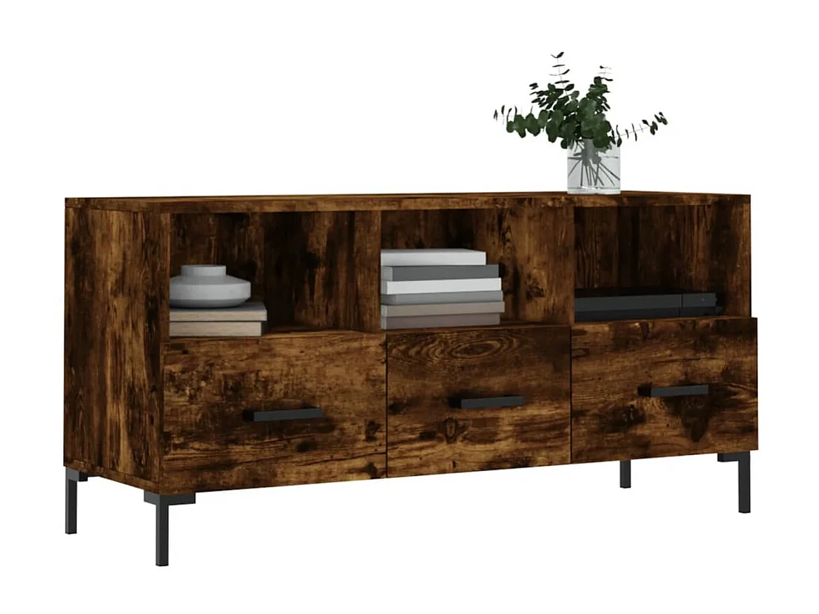 Meuble TV chêne fumé 102x36x50 cm bois d'ingénierie BE34264