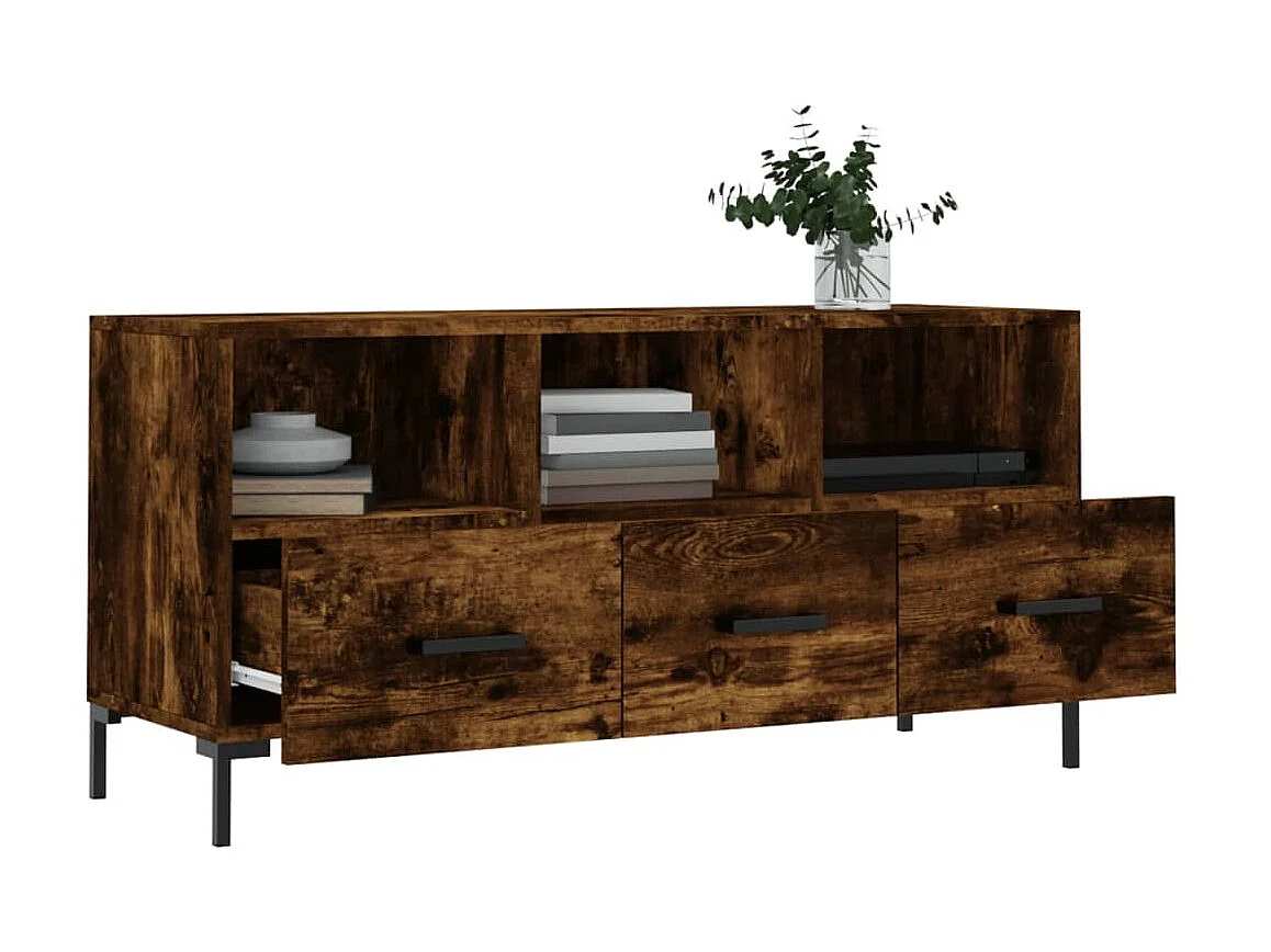 Meuble TV chêne fumé 102x36x50 cm bois d'ingénierie BE34264