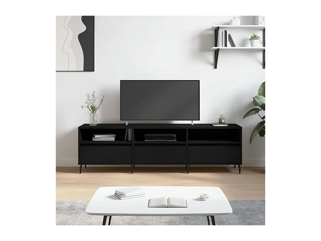 Tv-meubel 150x30x44,5 cm bewerkt hout zwart NL688982