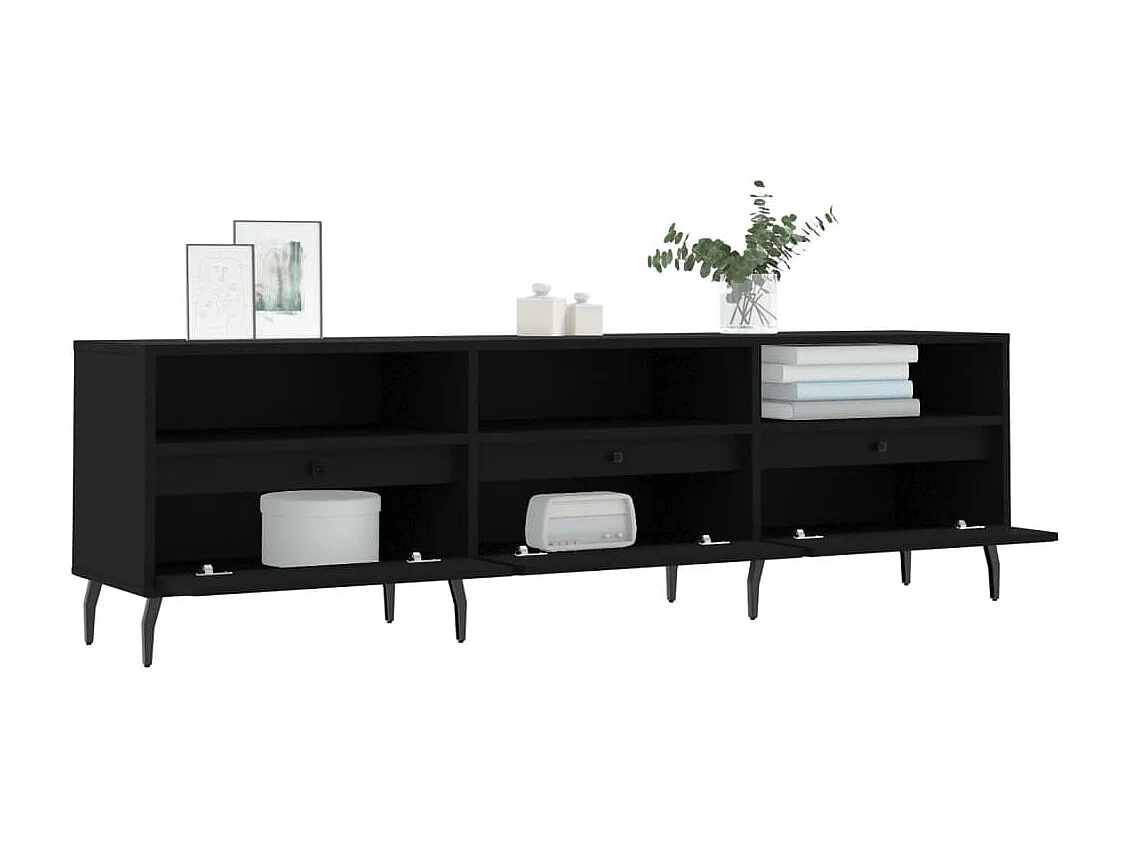 Meuble TV noir 150x30x44,5 cm bois d'ingénierie BE52719