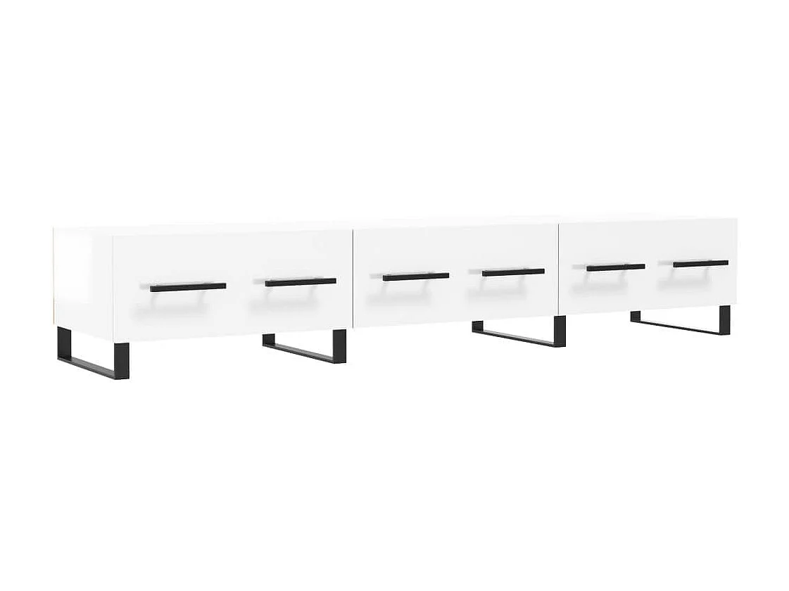 Mueble de TV madera de ingeniería blanco brillo 150x36x30 cm ES40235