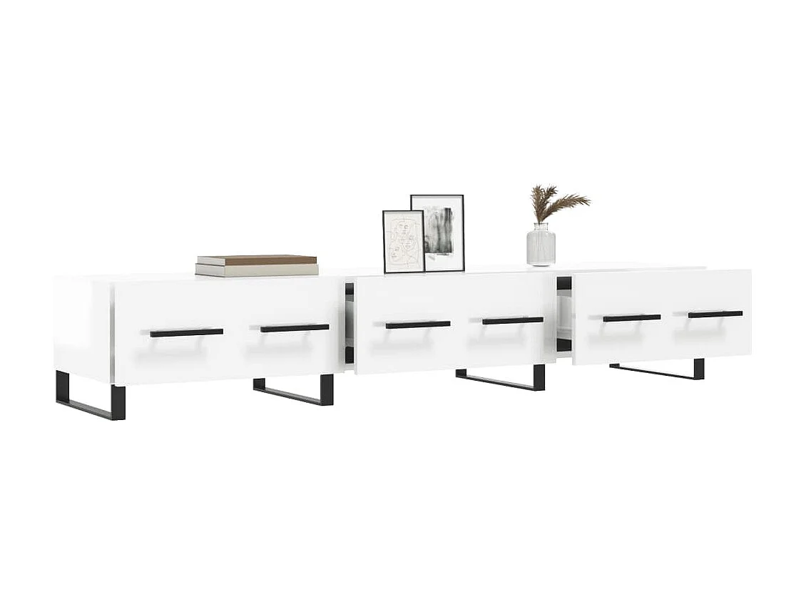 Mueble de TV madera de ingeniería blanco brillo 150x36x30 cm ES40235