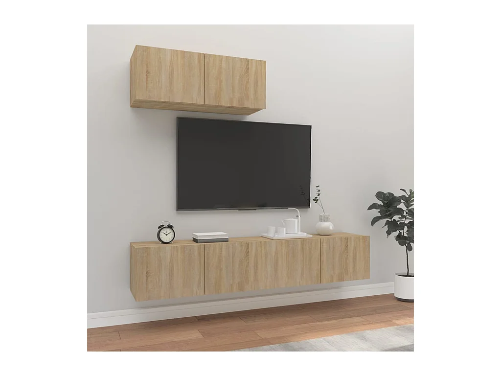 Ensemble de meubles TV 3 pcs Chêne sonoma Bois d'ingénierie BE43763
