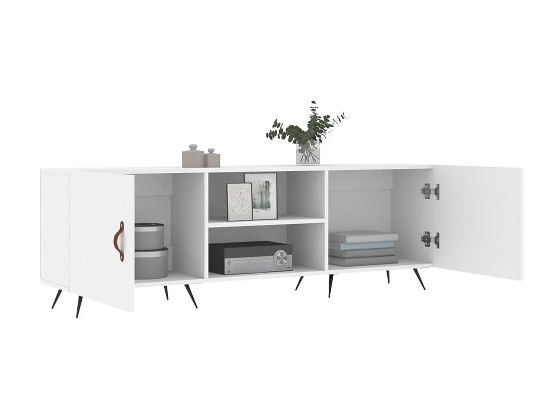 Meuble TV blanc 150x30x50 cm bois d'ingénierie BE47146