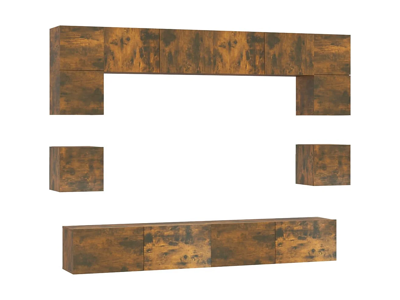 Conjunto móveis de TV 8 pcs madeira processada carvalho fumado PT823482