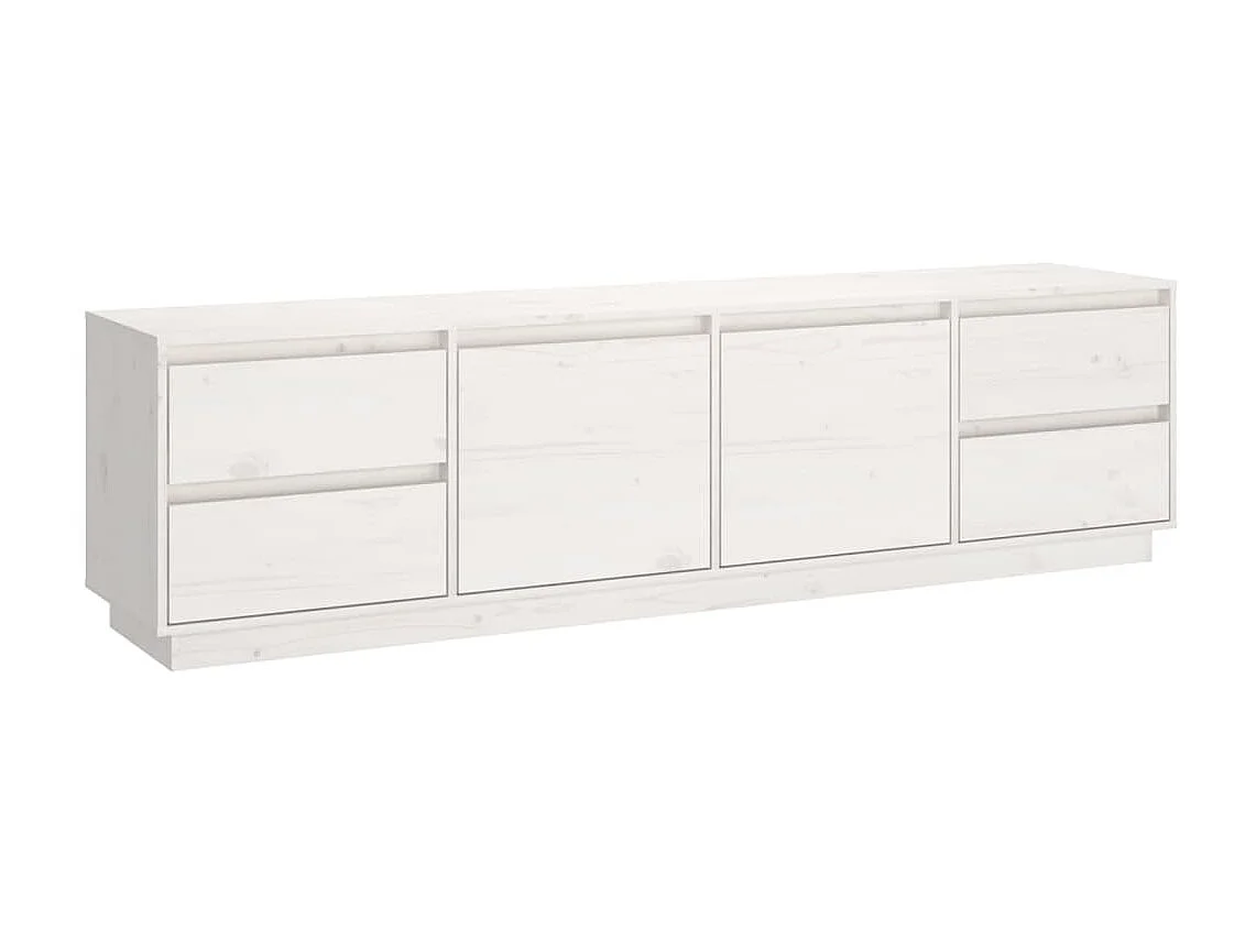 Meuble TV Blanc 176x37x47,5 cm Bois de pin massif BE58220