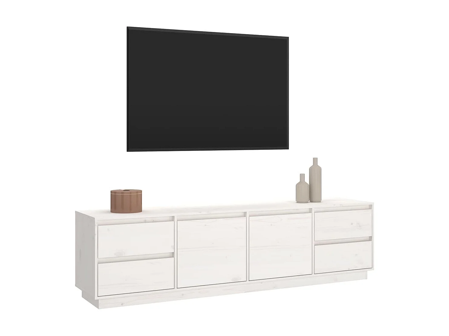 Meuble TV Blanc 176x37x47,5 cm Bois de pin massif BE58220