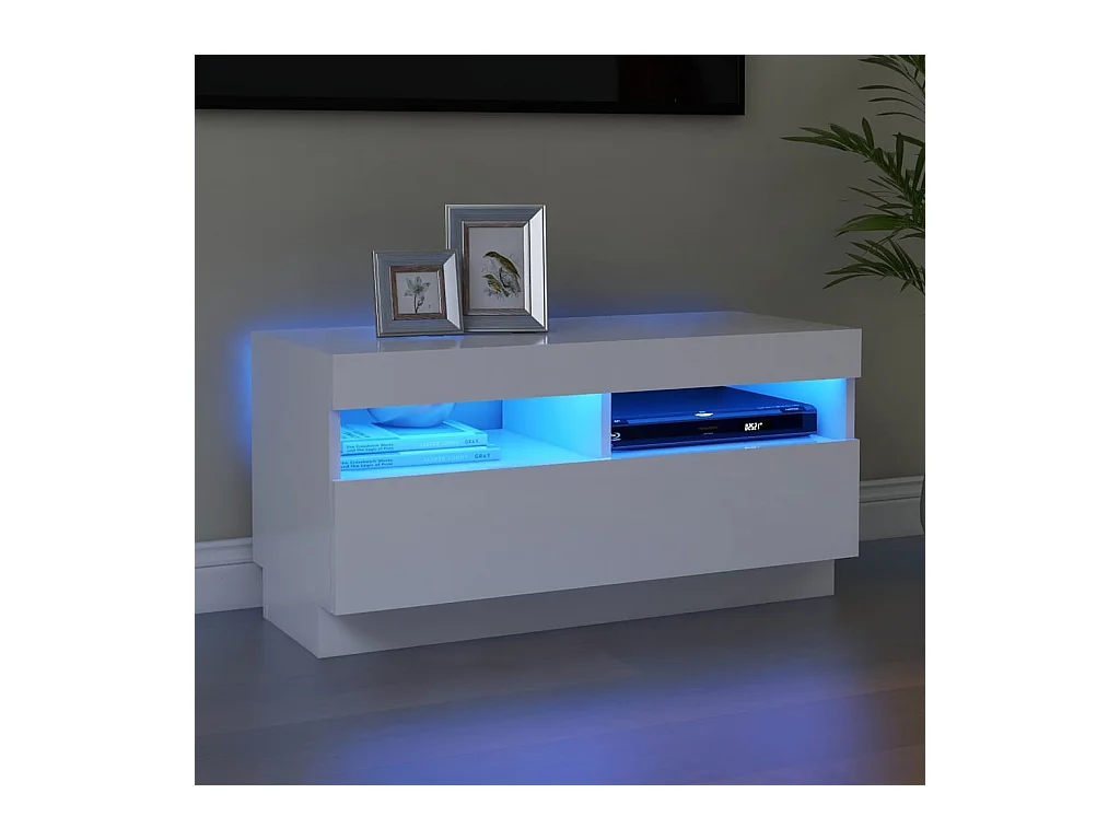 Meuble TV avec lumières LED blanc 80x35x40 cm BE80675