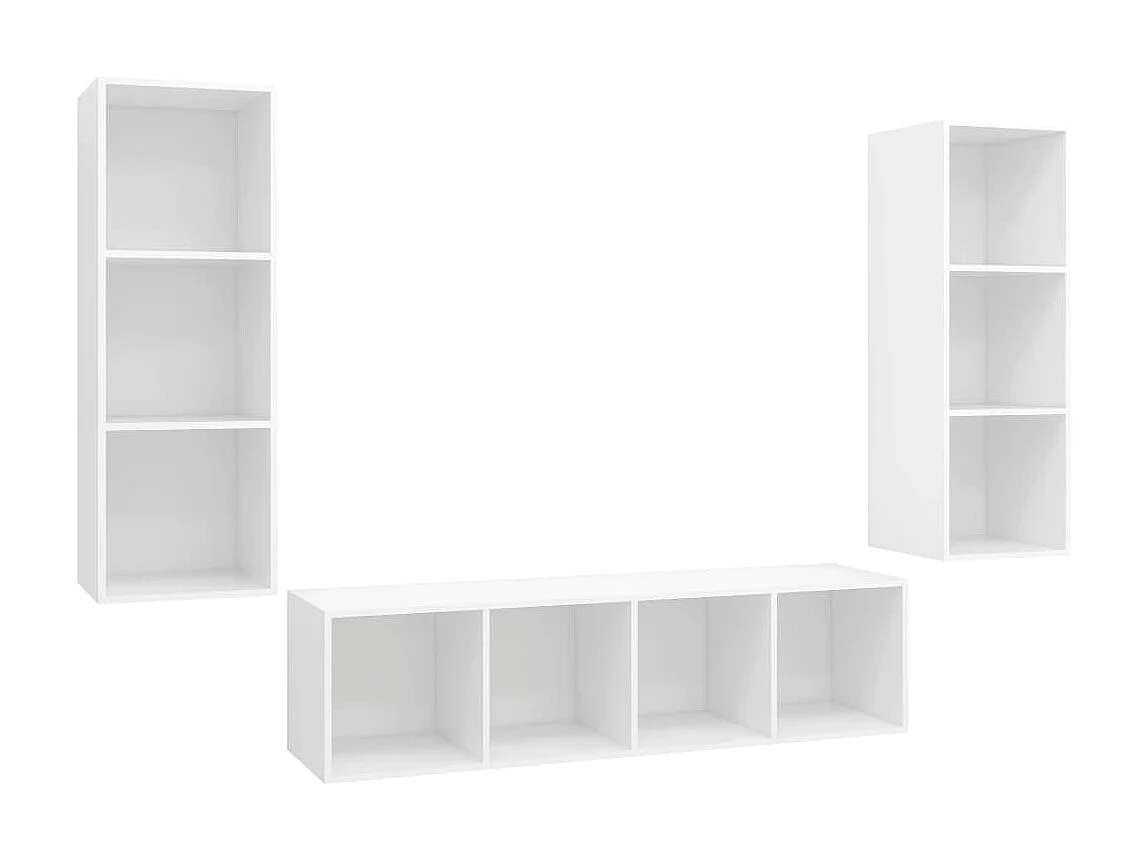 Meubles TV 3 pcs Blanc Aggloméré BE95806